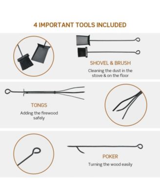 30 Inch Firewood Rack with 4 Tool Set Kindling Holders for Indoor and Outdoor