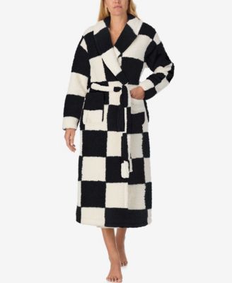 Women's Ultra-Cozy Belted Check Wrap Short Robe