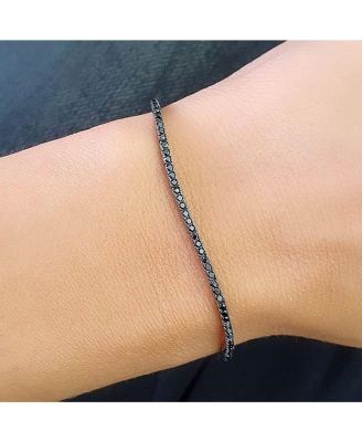 Sterling Silver Mini Black Tennis Bracelet