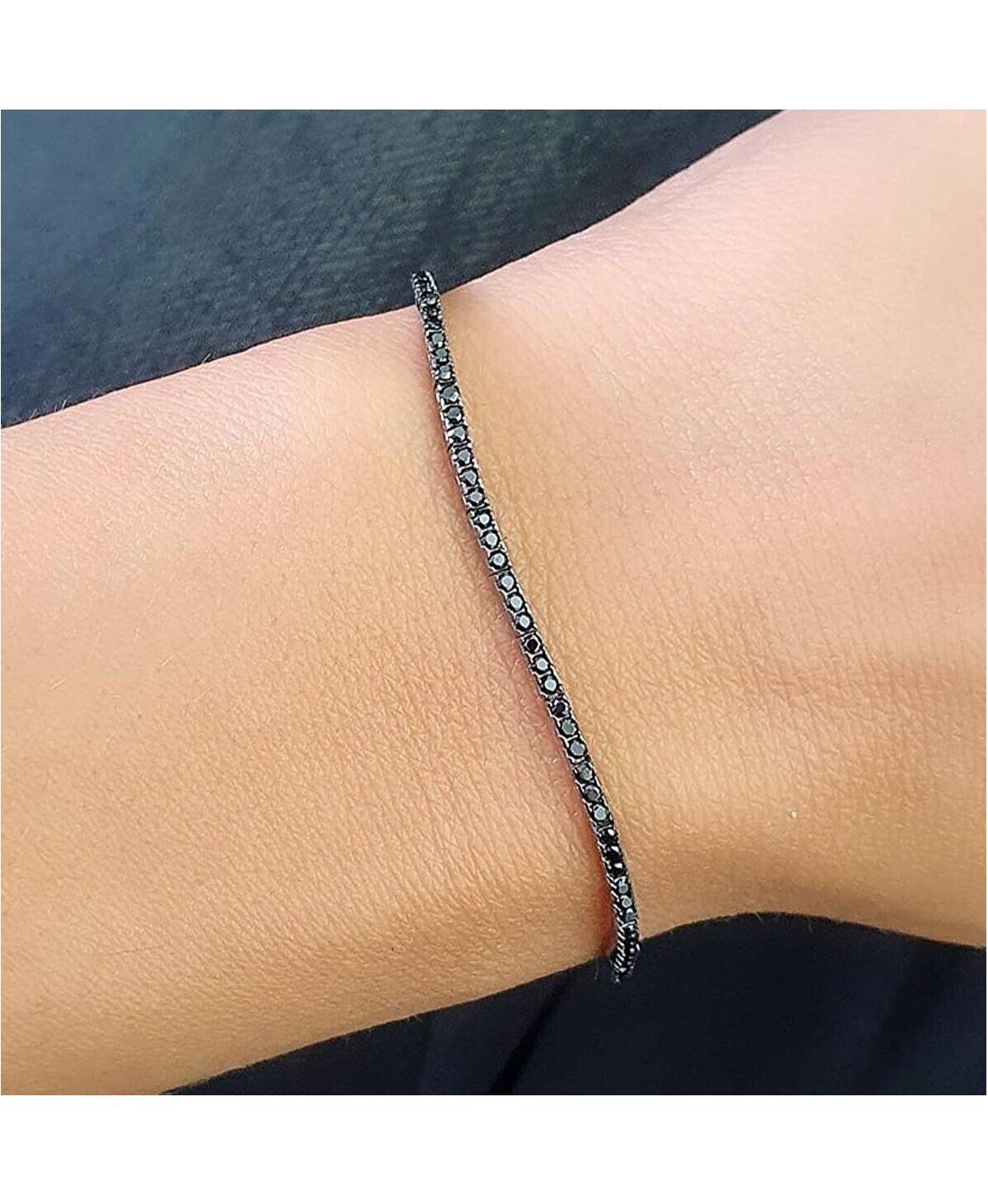 Sterling Silver Mini Black Tennis Bracelet