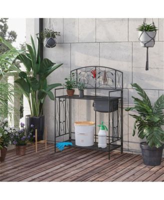 Garden Work Bench with Multi-Layer Open Shelf Design