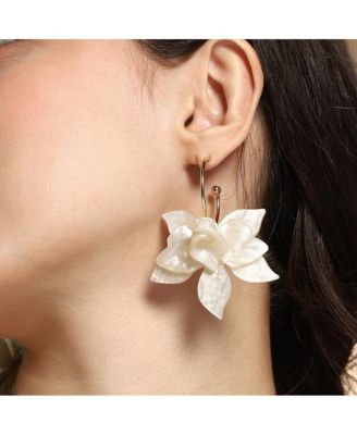 Women's The La-Flora Hoop Earrings - Ivory White & California Gold