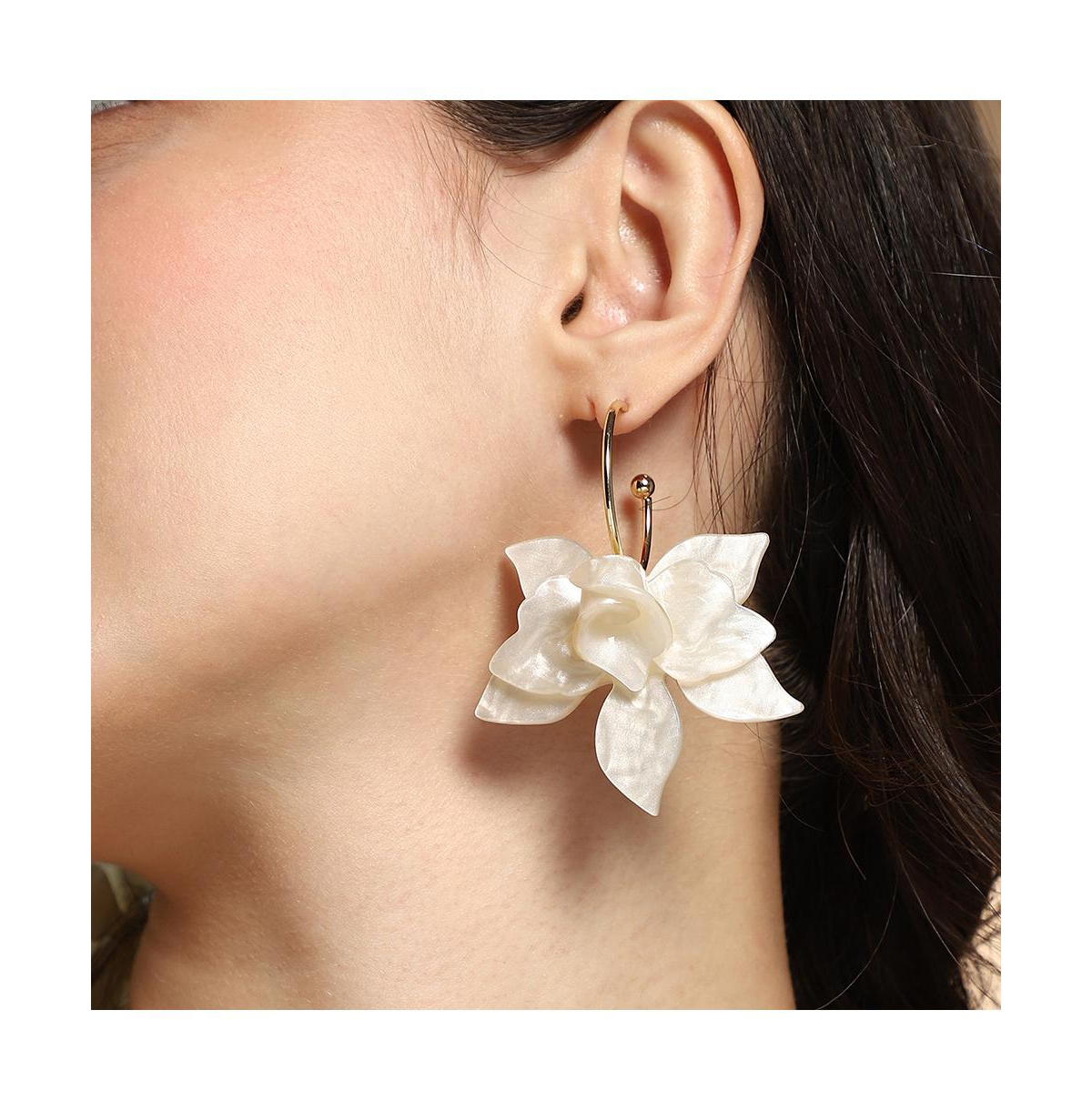 Women's The La-Flora Hoop Earrings - Ivory White & California Gold