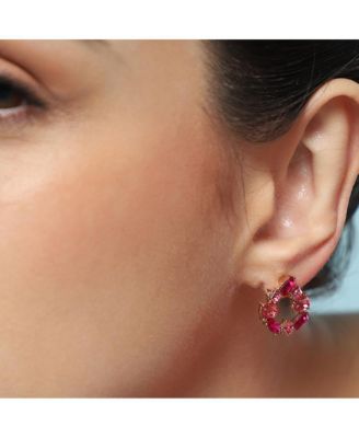 Women's The Crystal-Teardrop Stud Earrings - Fuchsia Pink