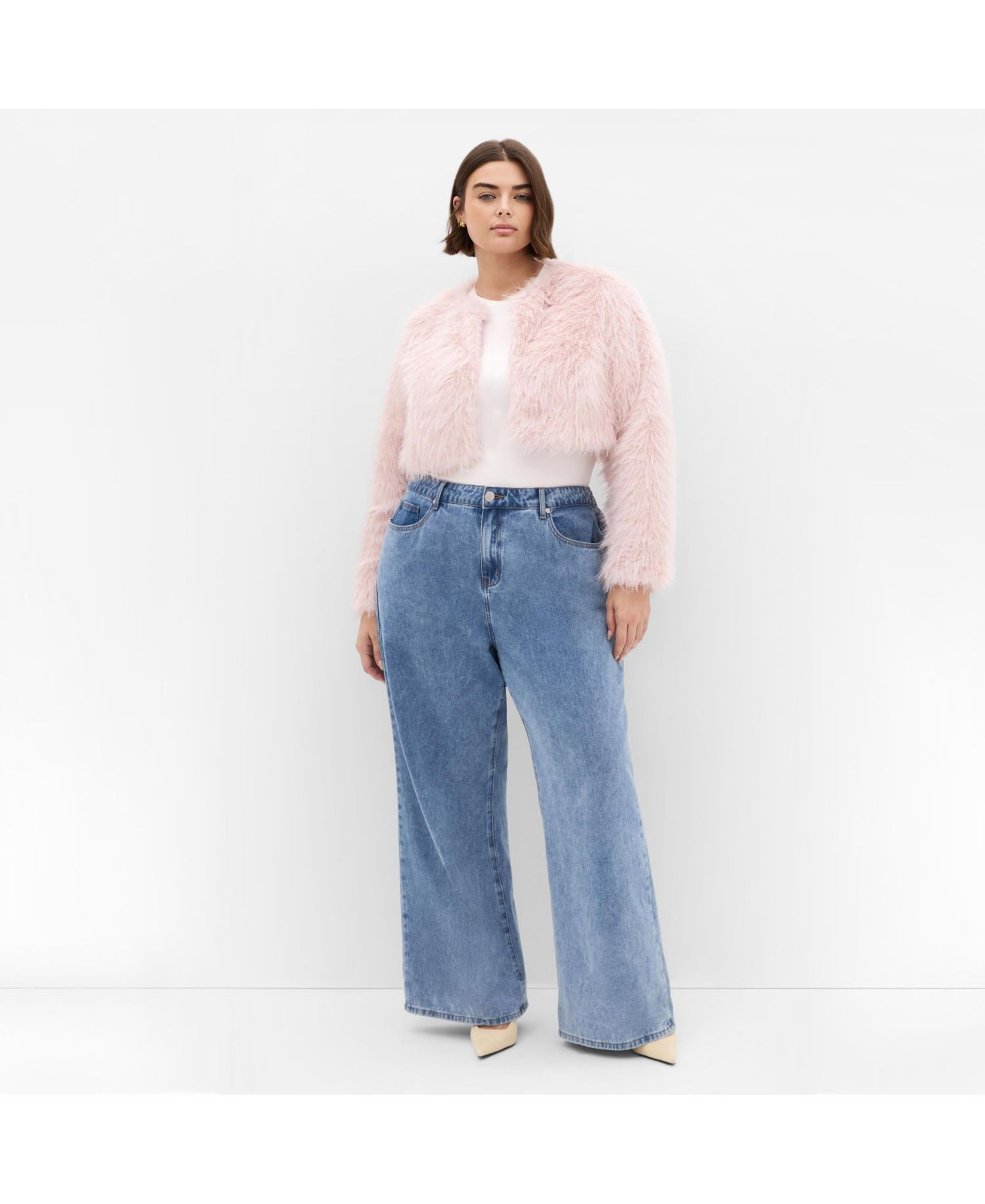 Plus Size Angelica Faux Fur Crop Jacket