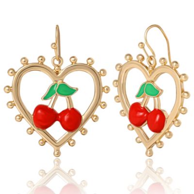 Cherry Heart Drop Earrings