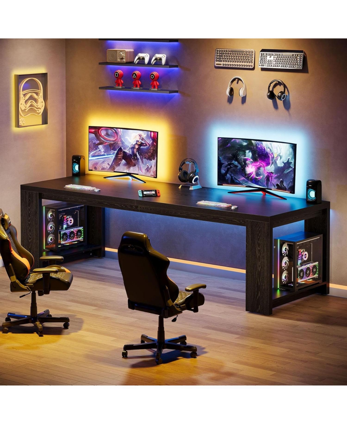 Tribesigns Two Person Desk,Gaming Table, 86.6 Inches Extra Long Desk, Double Computer Writing Table