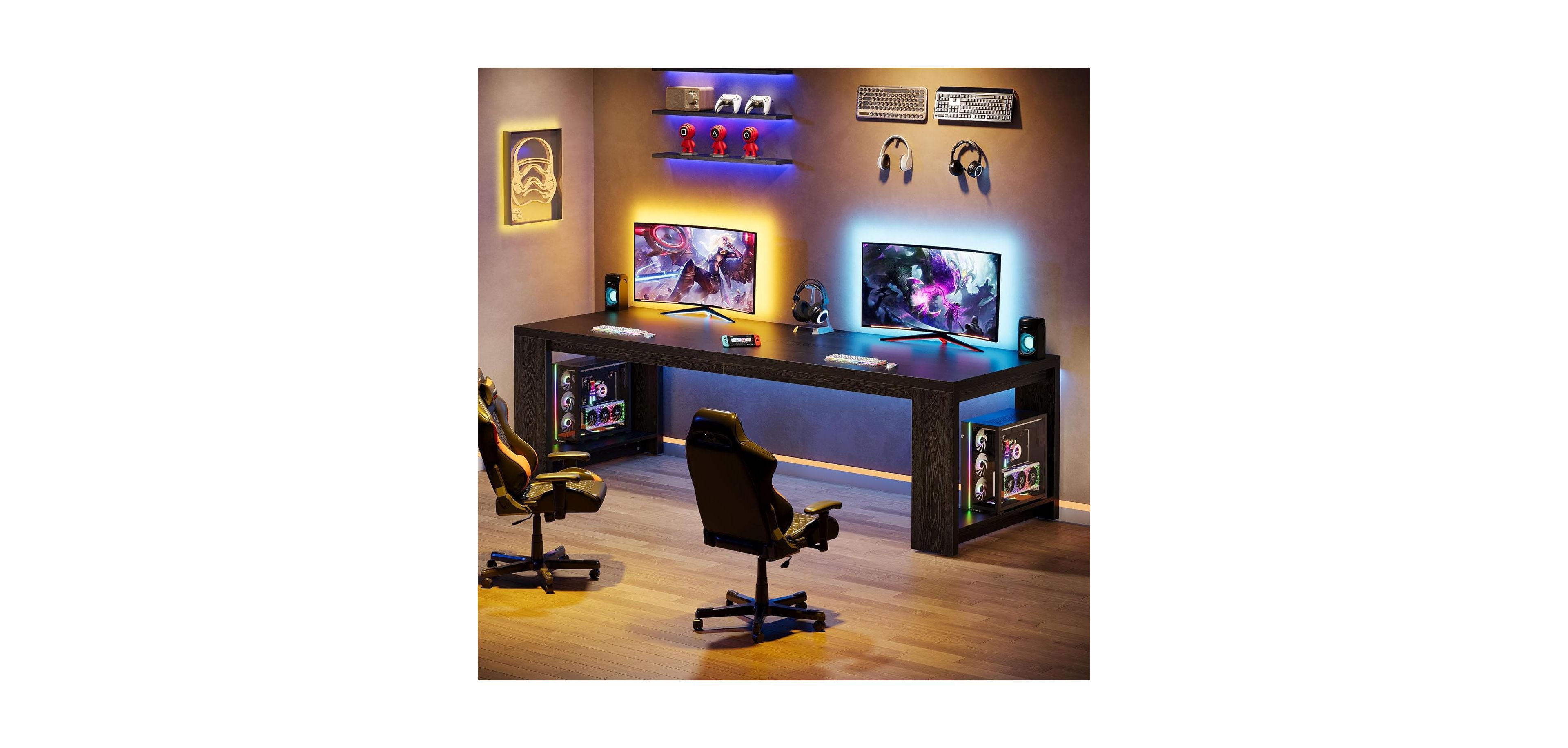 Tribesigns Two Person Desk,Gaming Table, 86.6 Inches Extra Long Desk, Double Computer Writing Table