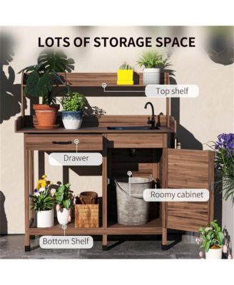 Outdoor Garden Workbench with Storage Shelves.