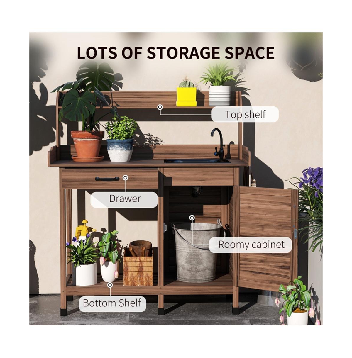 Outdoor Garden Workbench with Storage Shelves