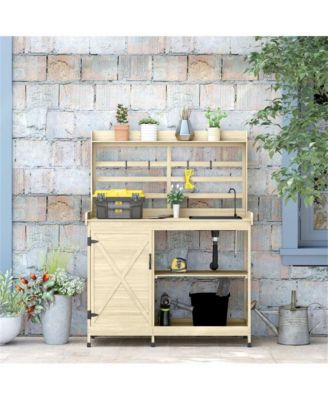Compact Outdoor Workbench with Open Storage for Garden Use