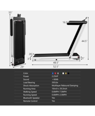 2.25HP 2 in 1 Folding Treadmill with APP Speaker Remote Control