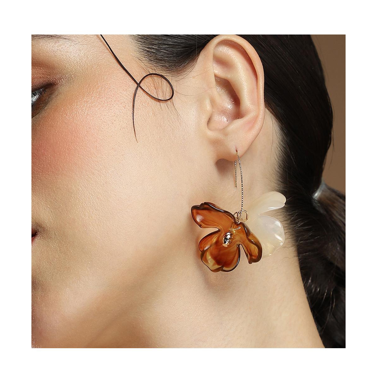 Women's The Iris Drop Earrings - Coffee Brown & California Gold