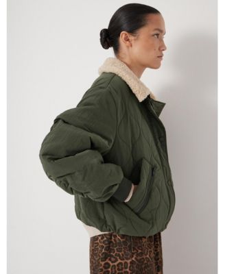 Women's Teddy Collar Quilted Bomber Jackets