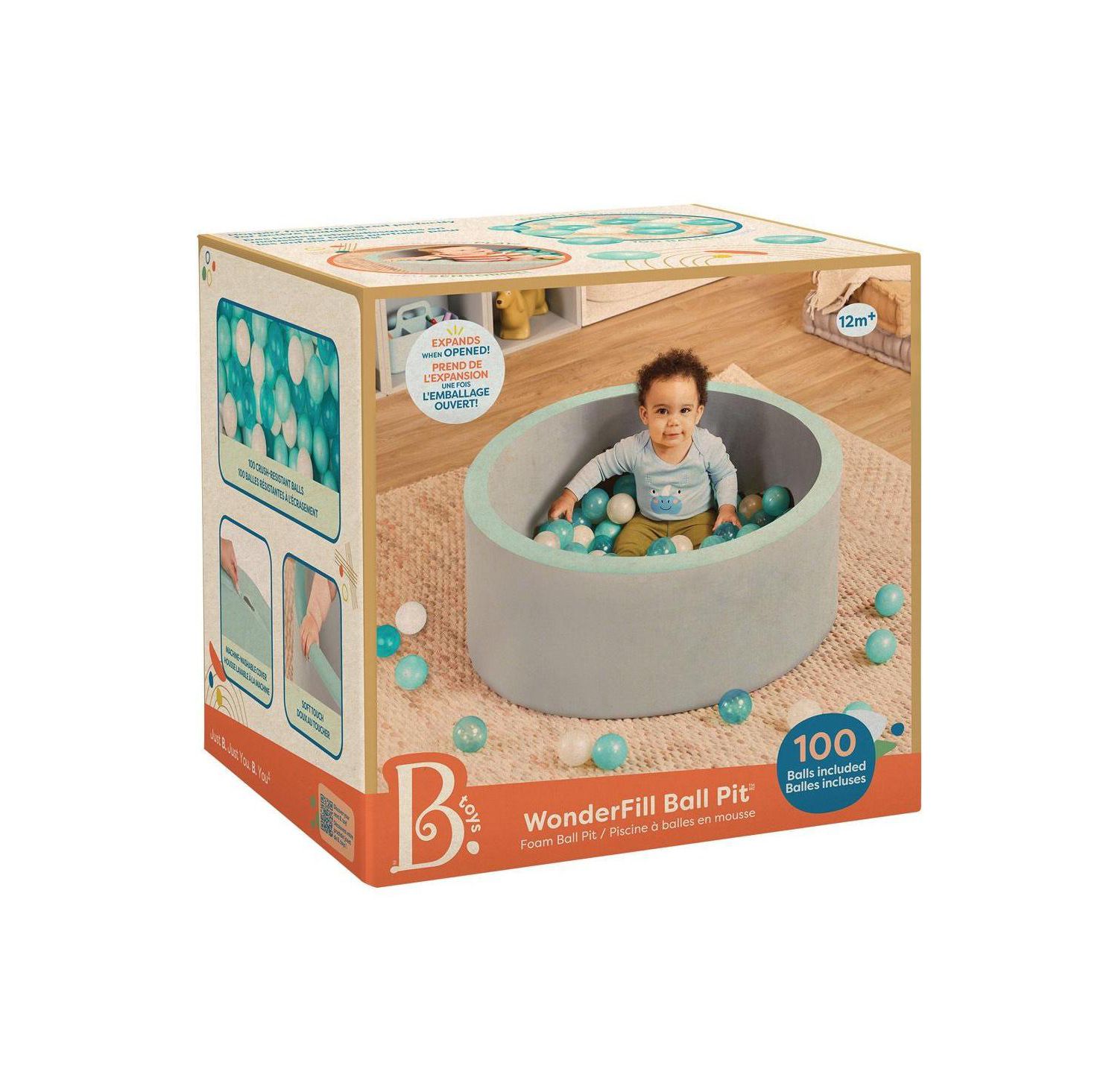 Baby WonderFill Soft Foam Ball Pit with 100 Crush-Resistant Balls