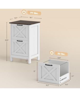 Vertical File Cabinet with 2 Drawers for A4 Letter Size, Light