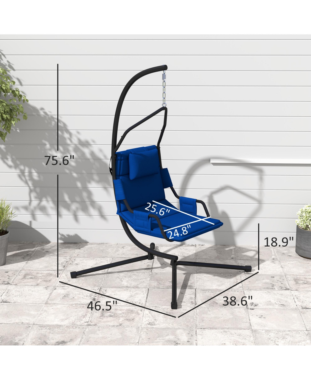 Outsunny Hanging Hammock Swing Chair with Pa Coating Cushion, Dark