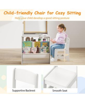 Kids Table and Chair Set with 3-in-1 Easel and Storage