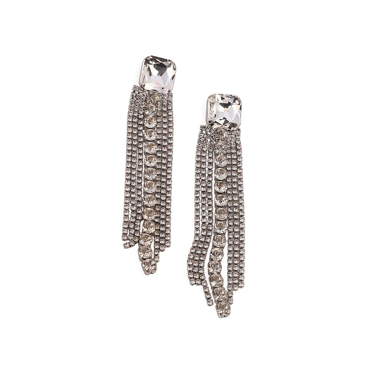 Women's The Bijou-Quad Drop Earrings - Crystal Silver