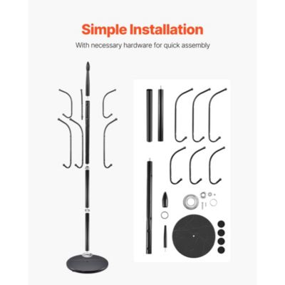 Freestanding Coat Rack with Marble Base and 6 Hooks for Coats.