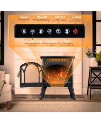 Electric Fireplace Heater 17" , Different Flame Effects, Adjustable Brightness and Heating Mode, Overheating Safe Design