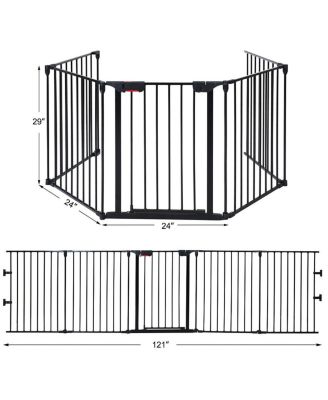 115 Inch Length 5 Panel Adjustable Wide Fireplace Fence