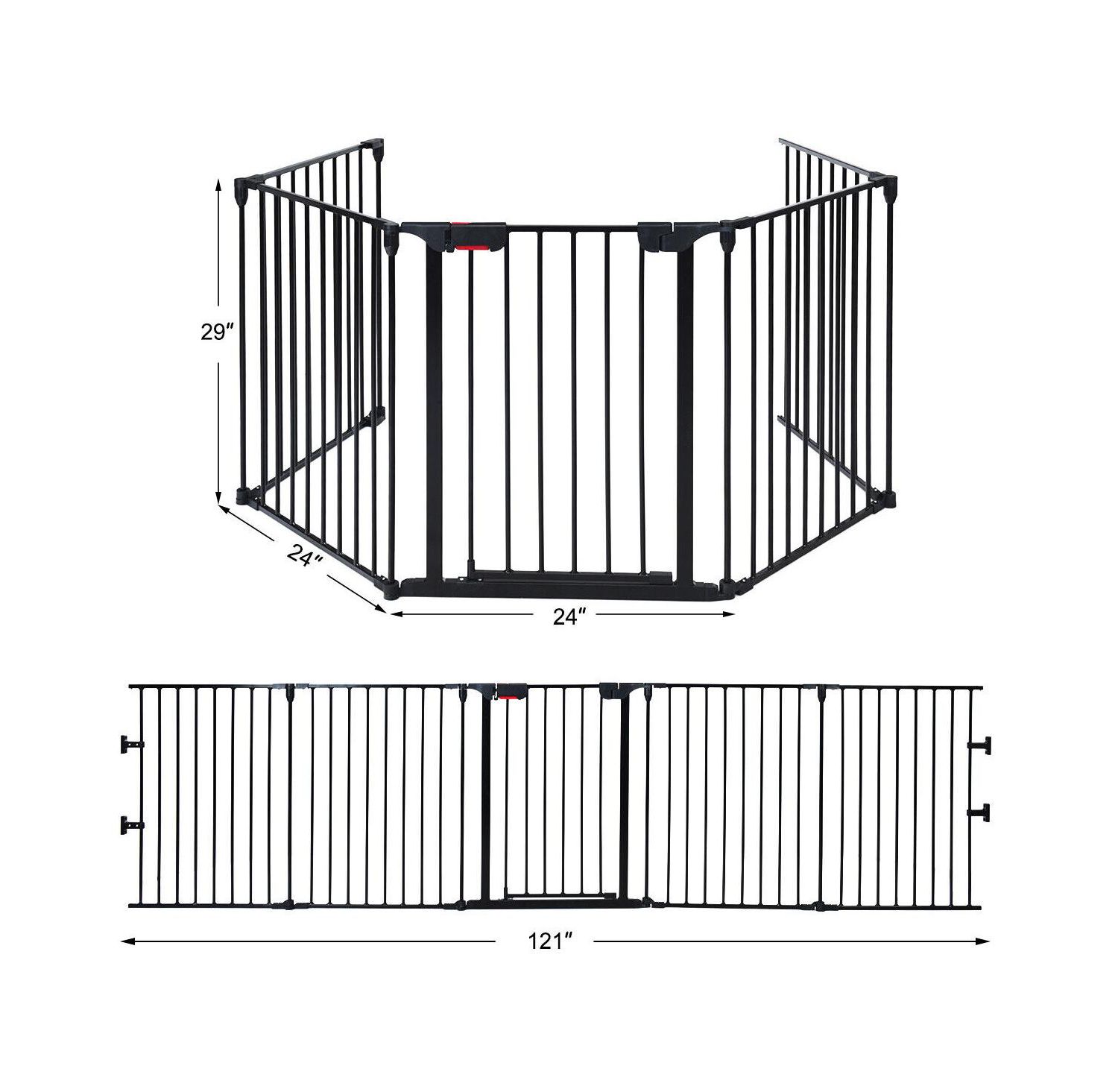 115 Inch Length 5 Panel Adjustable Wide Fireplace Fence