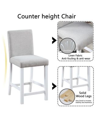 5-Piece Counter Height Dining Set with 4 Upholstered Chairs, 34.5" Square Table with Crystal Trim for Small Dining Room-Maison Boucle