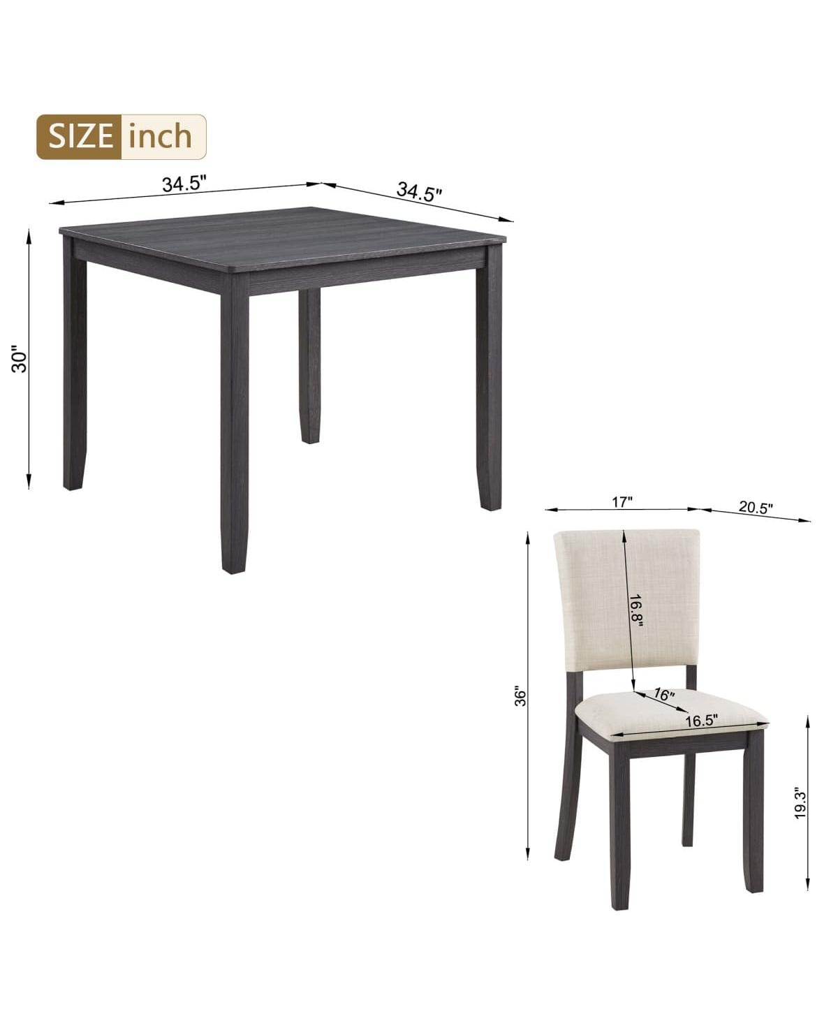 Maison Boucle 5-Piece Dining Table Set for 4, Small Kitchen Table and Chairs Set, Modern Wooden Dining Set for Apartment or Breakfast Nook-Maison Bouc