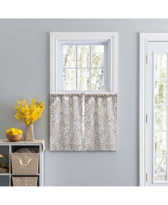 Shannon Printed Paisley Pattern on Cotton Fabric Tailored Tiers 1.5" Rod Pocket 50"x24" Natural