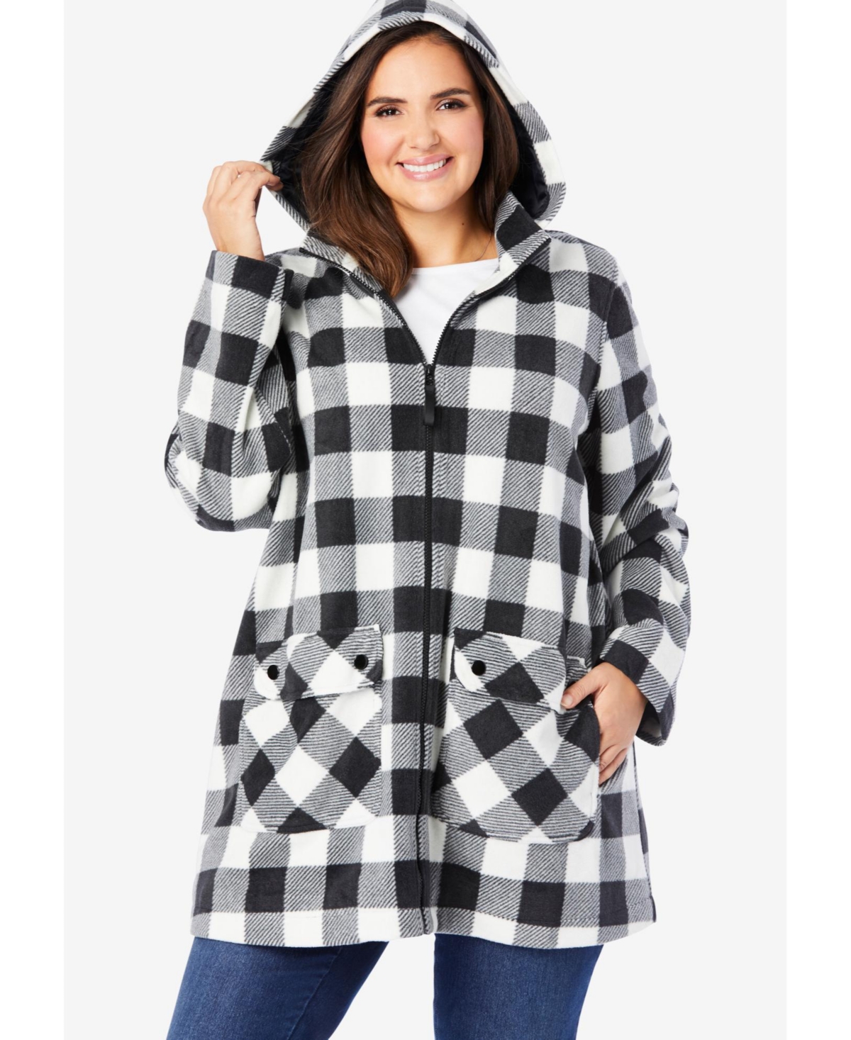 Woman Within Women's Hooded Fleece Coat