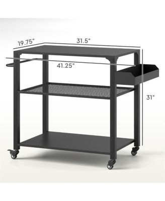 Patio Grill Cart with Storage Rack and Prep Space for BBQ