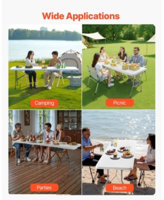 Lightweight 8 Ft Portable Folding Table with Handle for Easy Transport