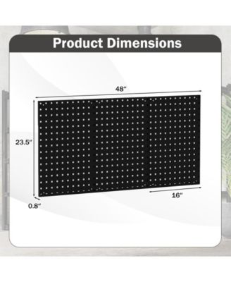 Wall-Mounted Pegboard Kit with 3 Pegboards for Garage Workshop-Black