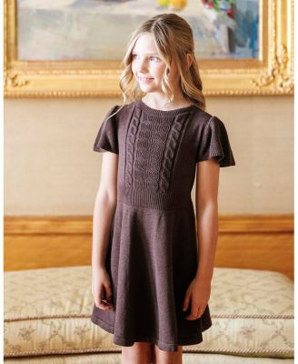 Toddler Girls Organic Flutter Sleeve Cable Sweater Dress