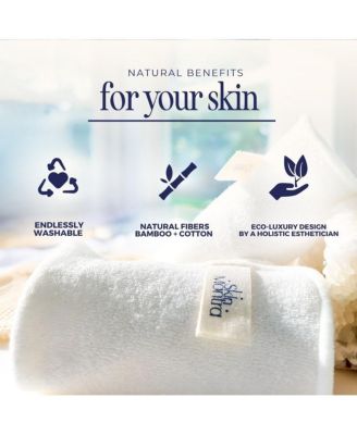 Let Glow Bamboo + Cotton Facial Cleansing Cloths, 2-Pack with Mesh Wash Bag