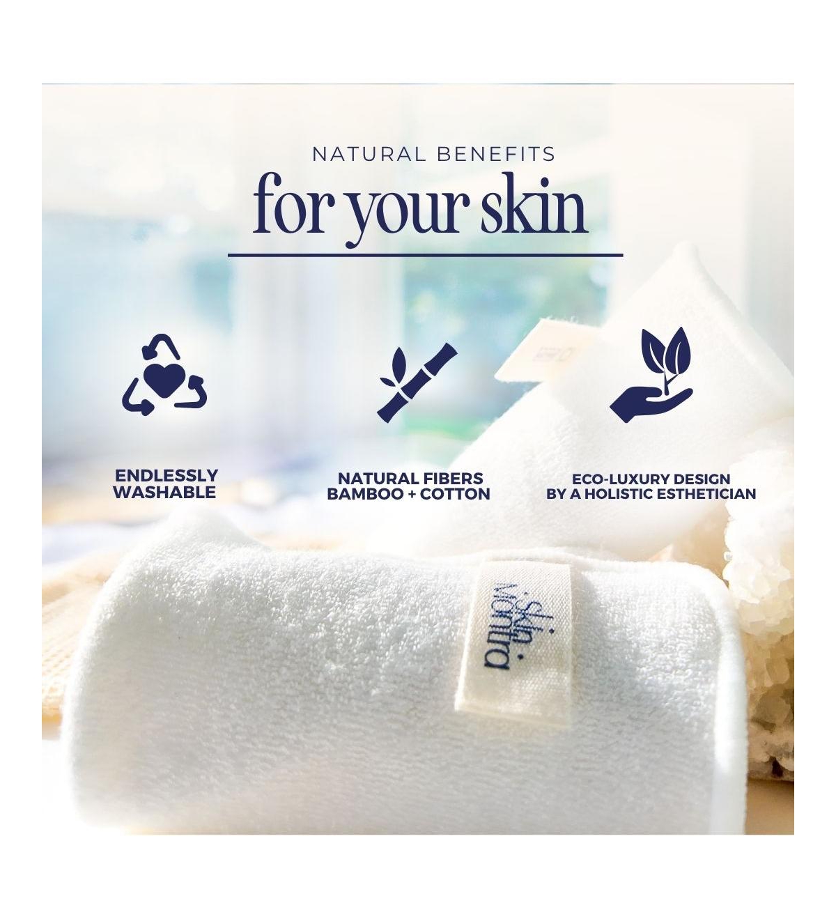 Skin Mantra Let Glow Bamboo + Cotton Facial Cleansing Cloths, 2-Pack with Mesh Wash Bag