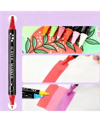 12 Colors Double-Headed Acrylic Marker Pen, Stackable Color, Non-Transparent Paper Graffiti Painting Ceramic Marker Pen