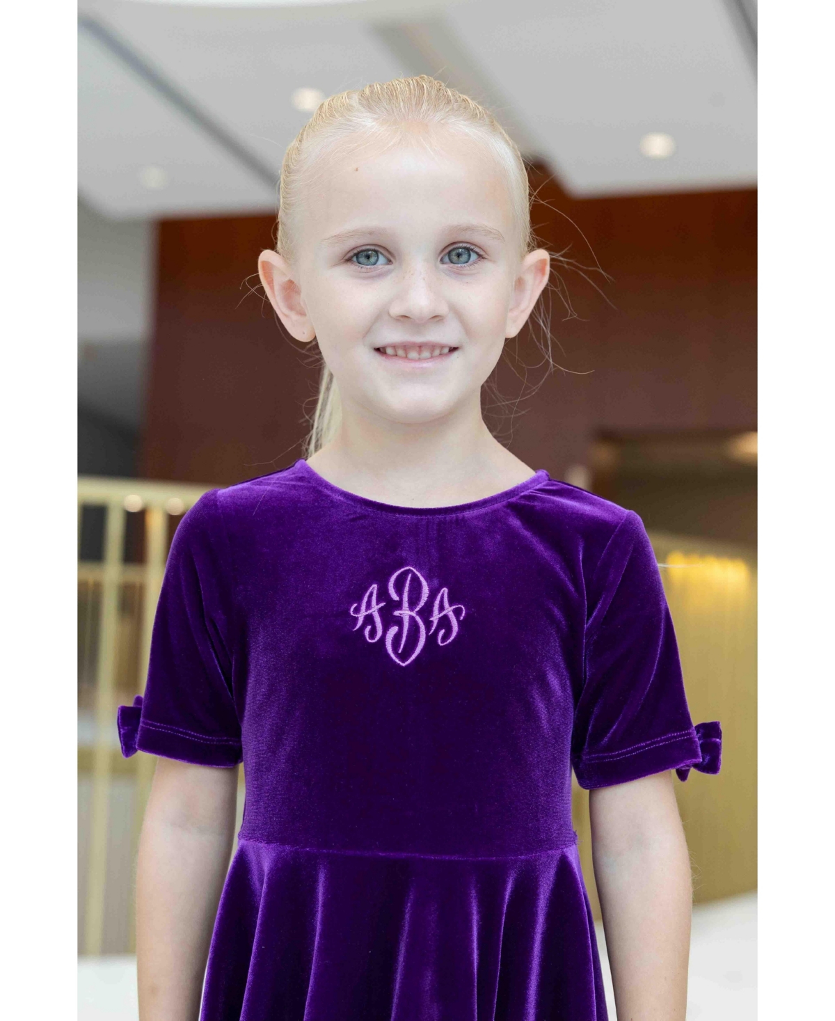 Florence Eiseman Toddler Girls Stretch Velvet Dress With Sleeve Bows