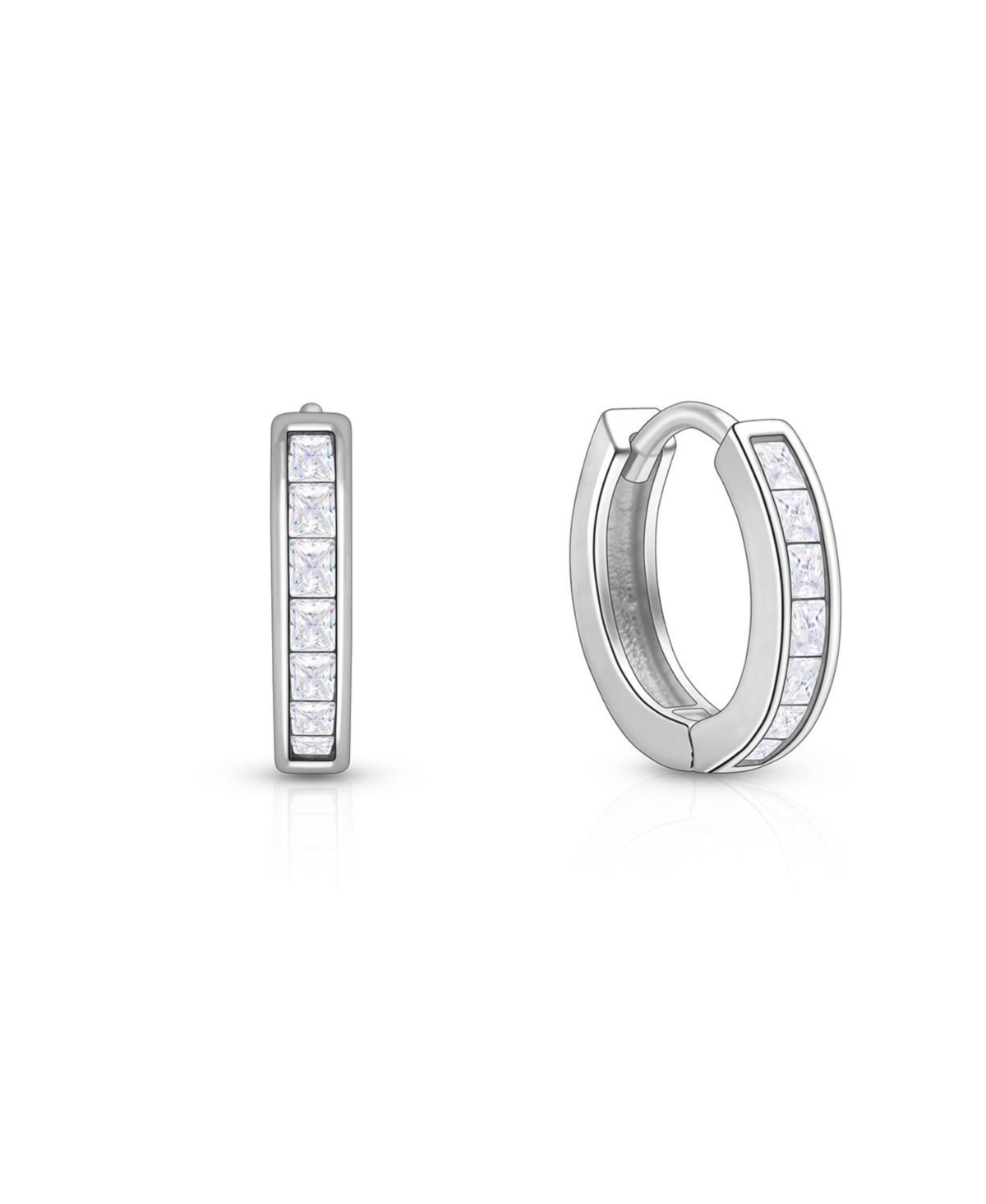 Tiny Blessings Children's Sterling Silver Channel Cut Cz 11mm Huggie Hoops Earrings