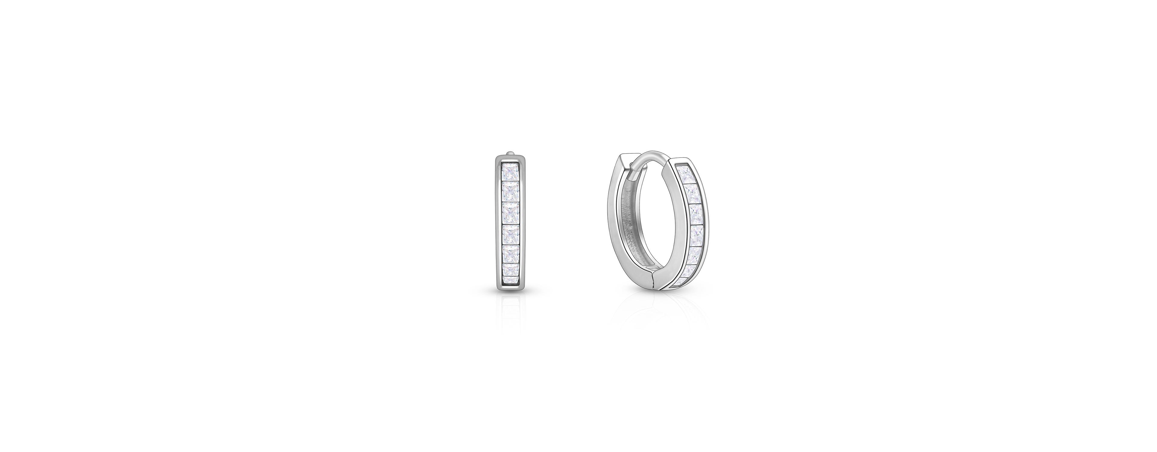 Tiny Blessings Sterling Silver Channel Cut Cz 11mm Huggie Hoops Earrings