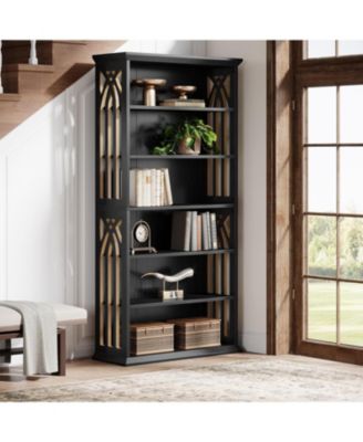 6-Tier Kitchen Pantry, 75-Inch Tall Pantry Cabinet, Large Freestanding Storage Shelves, Wood Pantry Organizer