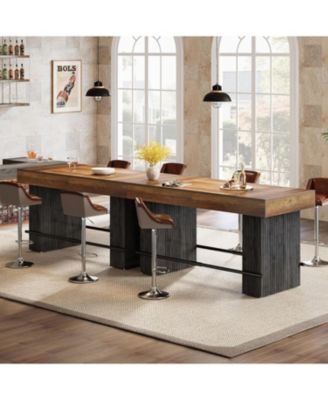63 Inch Kitchen Island, Rectangular Bar Table, Industrial Counter Height Pub Dining Table
