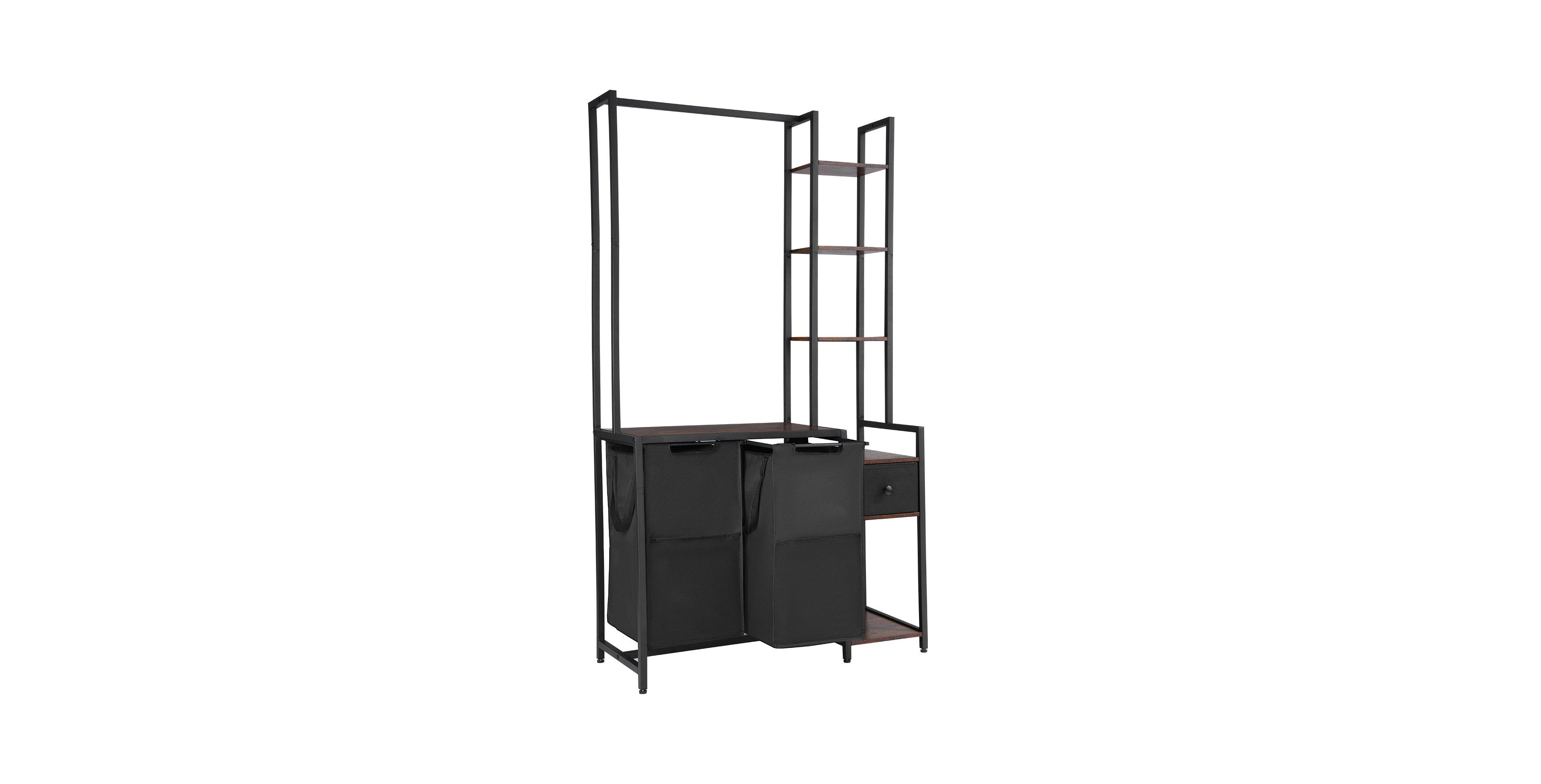 Slickblue Laundry Hamper with 3 Tiers, 2 Compartments, and Storage Rack