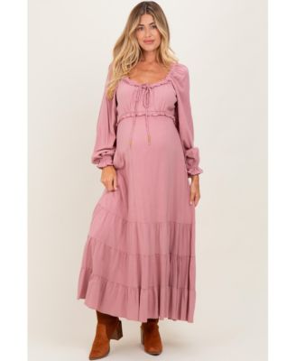 Maternity Motherhood Ruffled Fit-and-Flare Maxi Dress