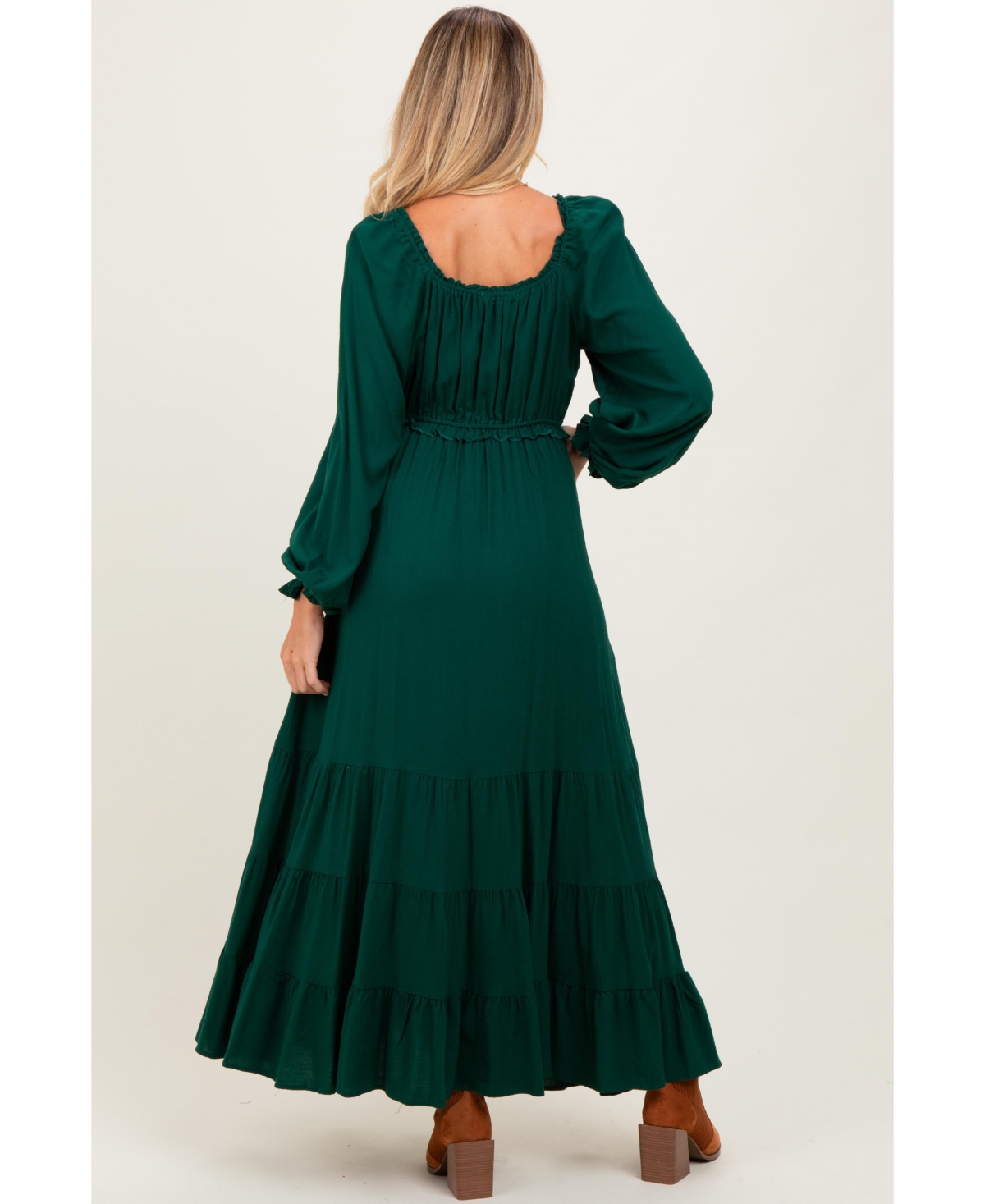 Pinkblush Maternity Motherhood Ruffled Fit-and-Flare Maxi Dress