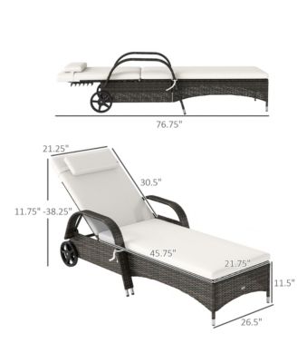 Outdoor 2 PE Rat Sun Bathing Chairs w/ Cushions & Pillows,