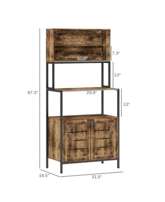 Baker's Rack, Bar Cabinet with Power Outlet,