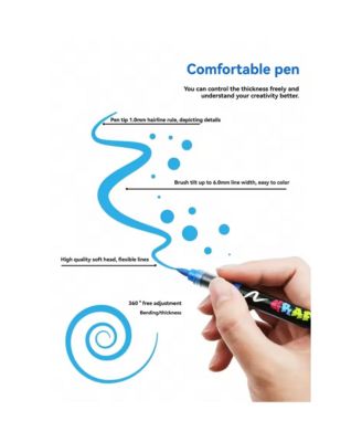 24 Colors Liquid Straight Type Acrylic Marker Pen Sets, Water-Based Paint Pens for Arts & Crafts, Kids Activity and School Classroom