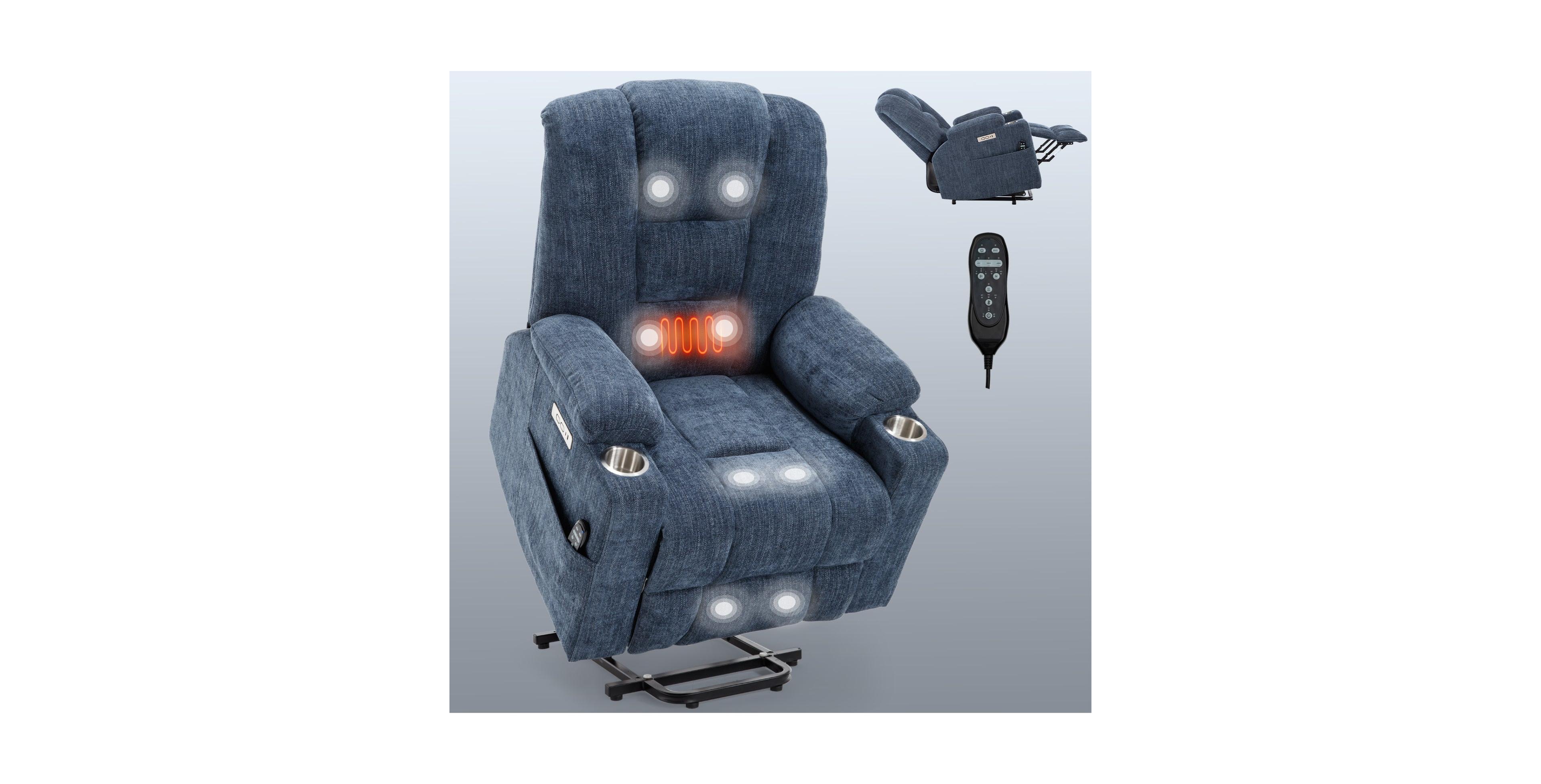 Lucky One Large Power Lift Recliner Chair with Massage and Heat for Elderly